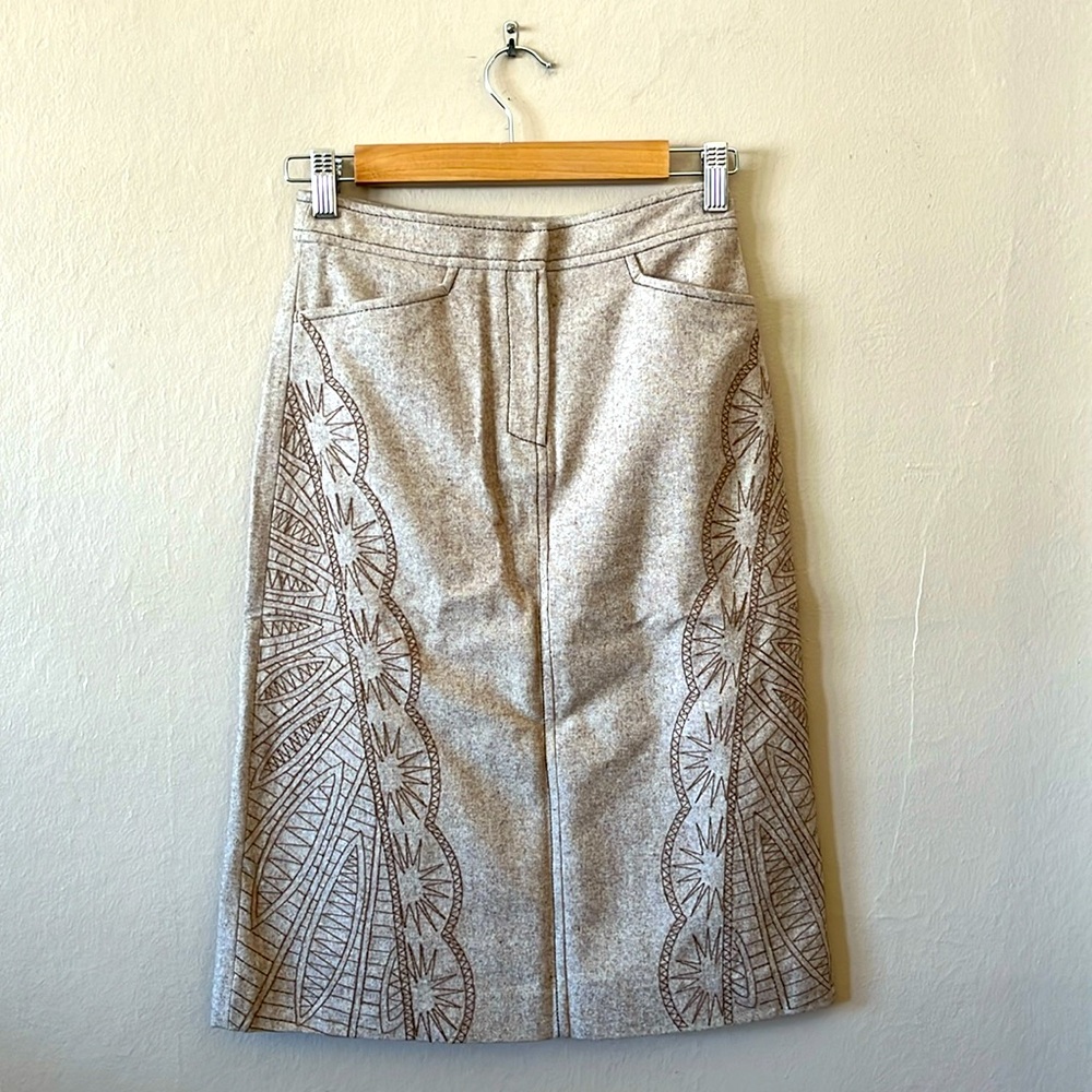 Icicle Beige Wool Blend Skirt 0 / 2 XS